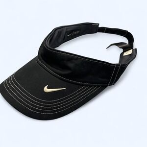Black Nike Dri-Fit Visor - Just Do It White Swoosh Performance Sun Visor